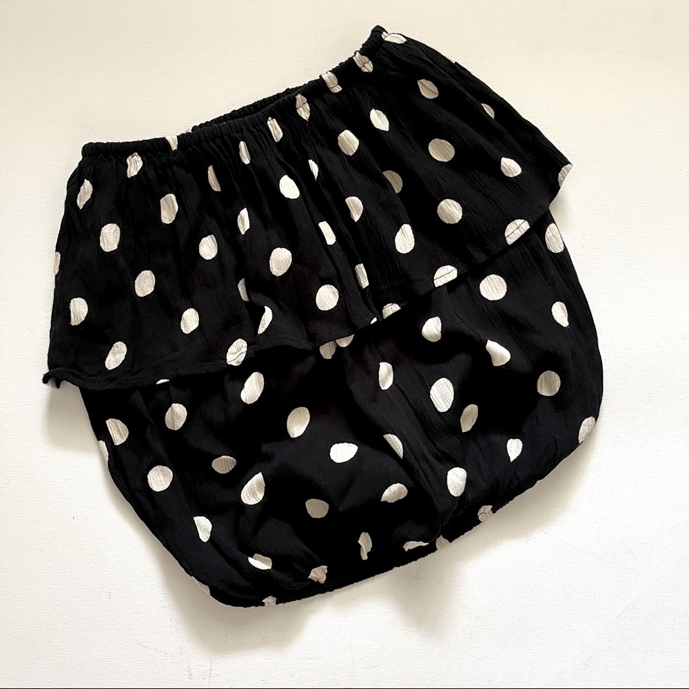 Billabong Black & White Polka Dot Ruffle Tube Top Size Small